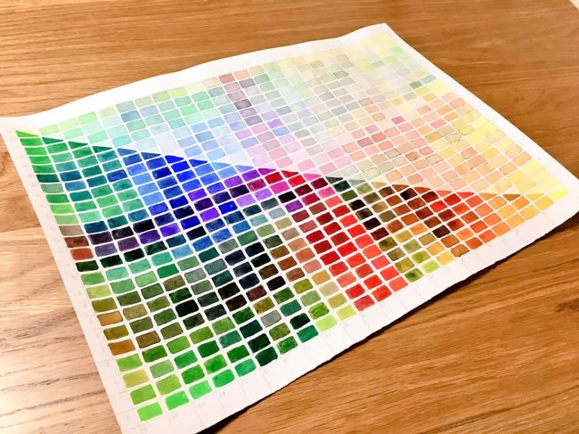 透明水彩24色混色表を作りました・感想・注意